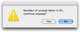 Image showing the large number of items warning dialog.