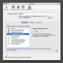 System Preferences/Sharing screenshot.