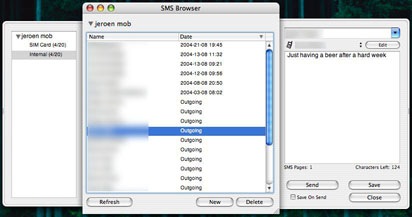 BluePhoneMenu screenshot showing SMS window.